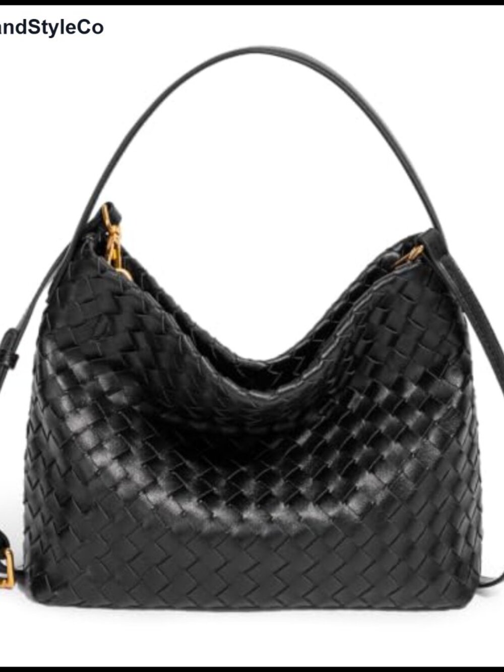Woven Tote Bag PU Leather Top Handle Hobo Shoulder Handbag